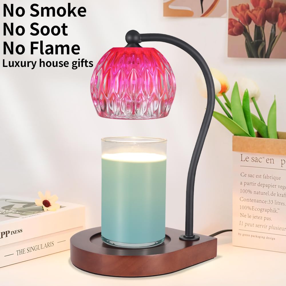 Candle Warmer Lamp with Timer-Electric Candle Warmer Lamp for Jar Candles with 2Bulbs Candle Warmer with Timer & Dimmer for Home Decor Gifts for Women Mom Christmas (Black-Blue)