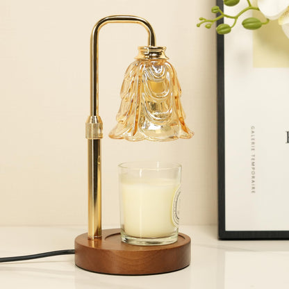 Dimmable Flower Candle Warmer Lamp, Green Candle Warmer with Timer & 4Bulbs, Womens Gifts for Valentines Birthday, Unique Home Decor for Bedroom Living Room Decor Aesthetic