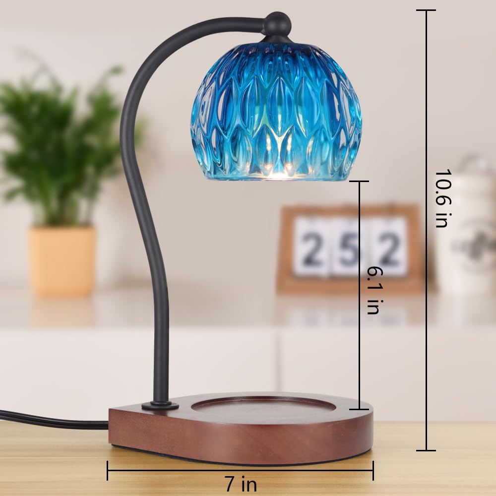 Candle Warmer Lamp with Timer-Electric Candle Warmer Lamp for Jar Candles with 2Bulbs Candle Warmer with Timer & Dimmer for Home Decor Gifts for Women Mom Christmas (Black-Blue)