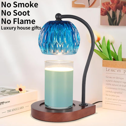 Candle Warmer Lamp with Timer-Electric Candle Warmer Lamp for Jar Candles with 2Bulbs Candle Warmer with Timer & Dimmer for Home Decor Gifts for Women Mom Christmas (Black-Blue)