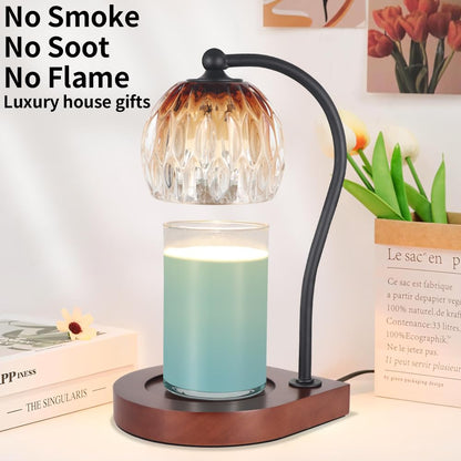 Candle Warmer Lamp with Timer-Electric Candle Warmer Lamp for Jar Candles with 2Bulbs Candle Warmer with Timer & Dimmer for Home Decor Gifts for Women Mom Christmas (Black-Blue)