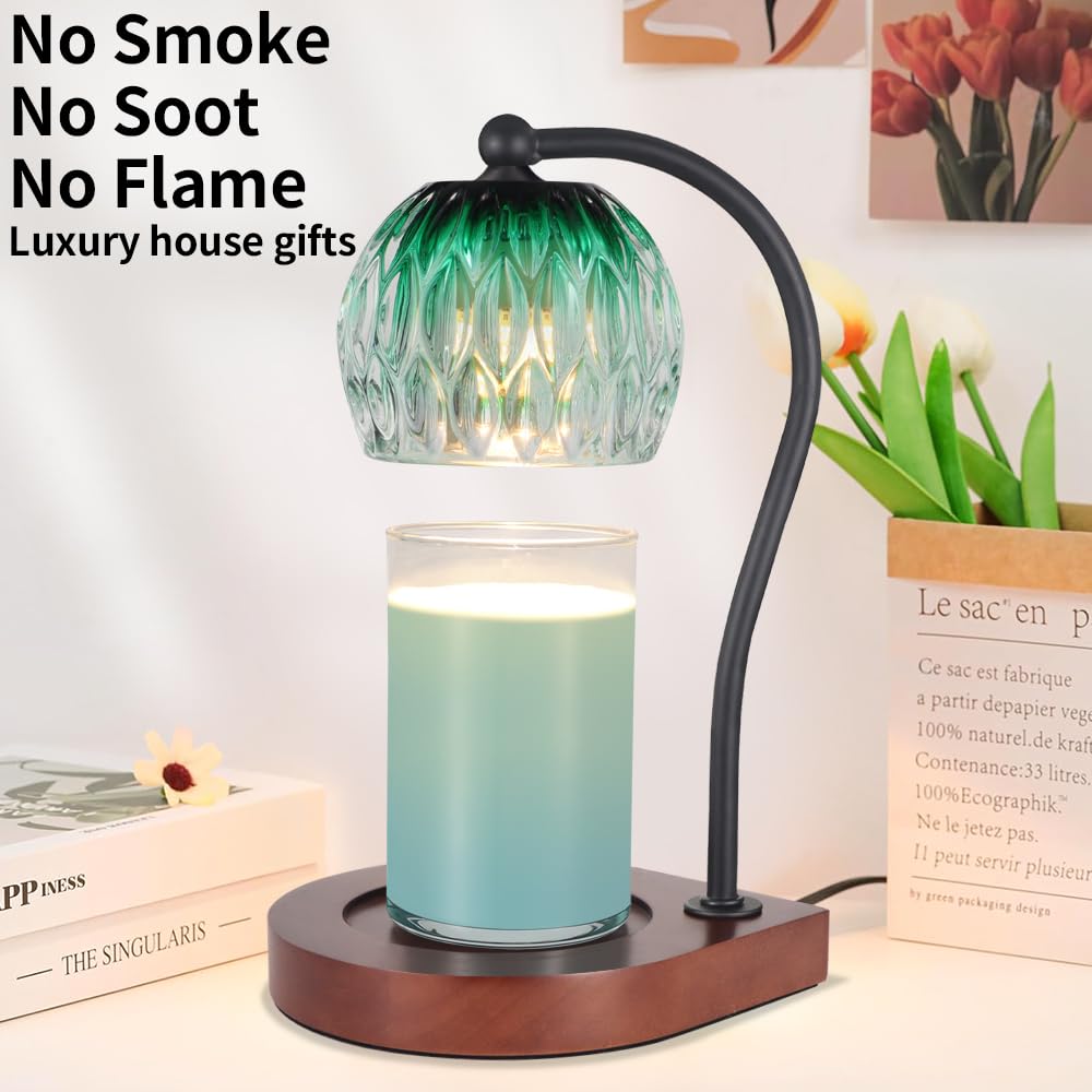 Candle Warmer Lamp with Timer-Electric Candle Warmer Lamp for Jar Candles with 2Bulbs Candle Warmer with Timer & Dimmer for Home Decor Gifts for Women Mom Christmas (Black-Blue)