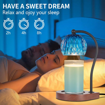 Candle Warmer Lamp with Timer-Electric Candle Warmer Lamp for Jar Candles with 2Bulbs Candle Warmer with Timer & Dimmer for Home Decor Gifts for Women Mom Christmas (Black-Blue)