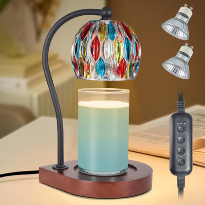 Candle Warmer Lamp with Timer-Electric Candle Warmer Lamp for Jar Candles with 2Bulbs Candle Warmer with Timer & Dimmer for Home Decor Gifts for Women Mom Christmas (Black-Blue)