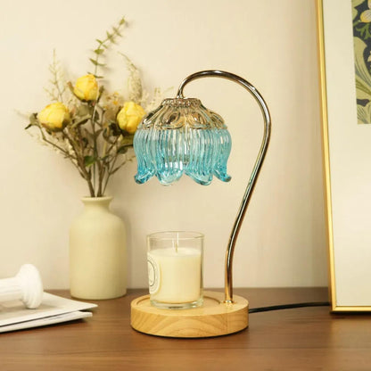 Dimmable Flower Candle Warmer Lamp, Green Candle Warmer with Timer & 4Bulbs, Womens Gifts for Valentines Birthday, Unique Home Decor for Bedroom Living Room Decor Aesthetic